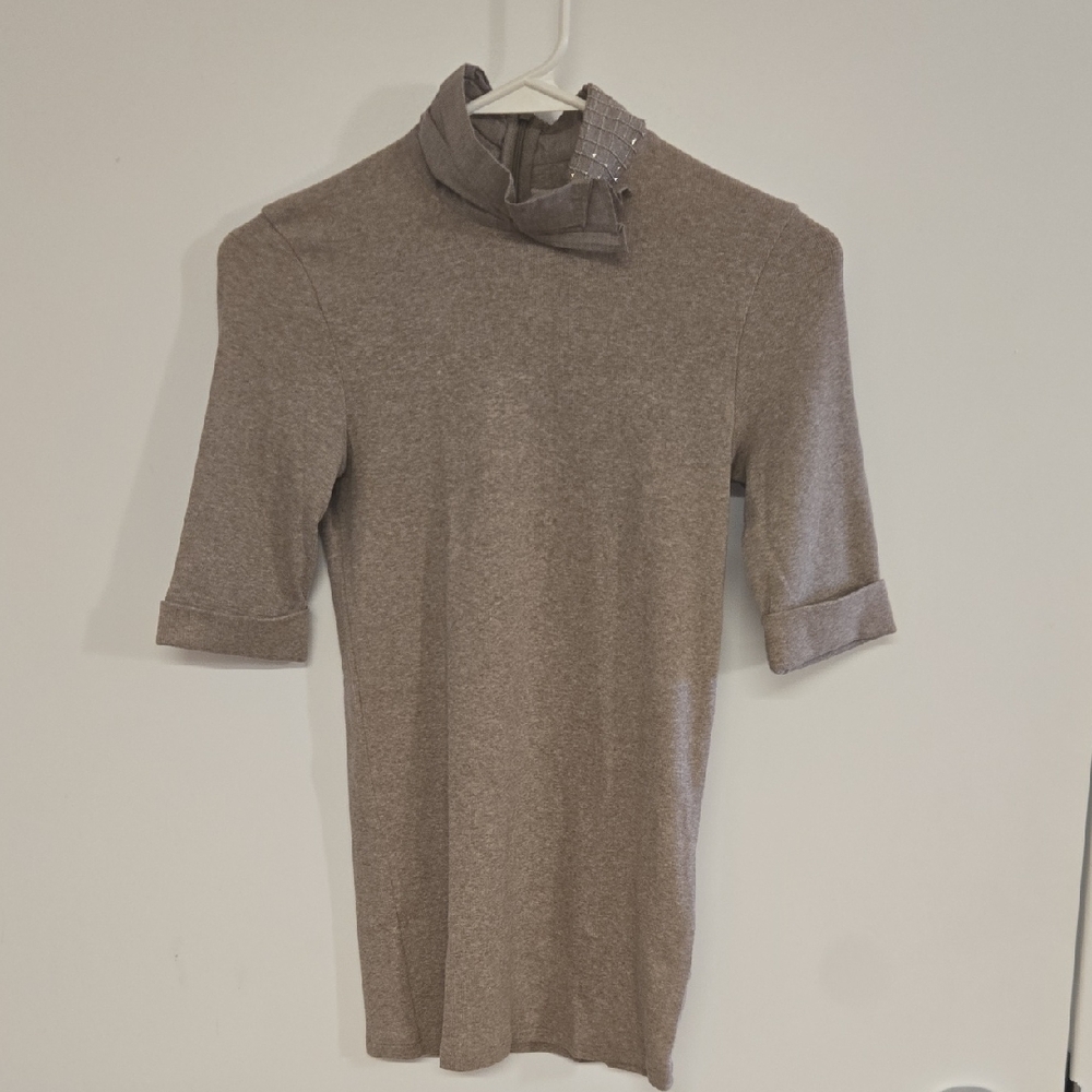 Brunelli Cucinelli Mock Neck ¾ Sleeve Top